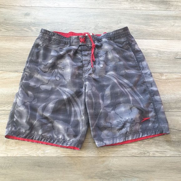 Speedo Mens L Large Swim Trunks Waist 36 Hawaiian Floral Vacation Pool Lined - Picture 1 of 9